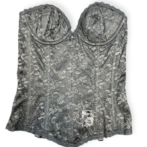 VICTORIA’S SECRET Women’s Black Floral Lace Strapless Bustier Corset Top 36A - Picture 1 of 5